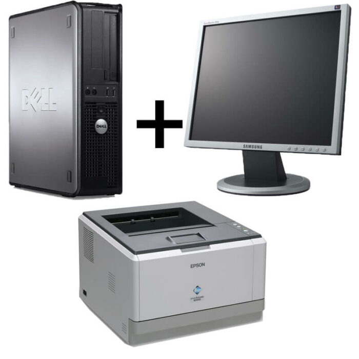 Pachet Calculator Dell Optiplex 360DT, Core2Duo E7500+Monitor 17 inch+Imprimanta laser Epson M2000