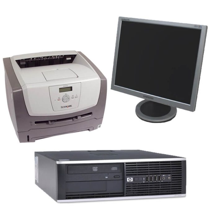 Pachet Calculator HP Compaq 6000Pro, E8400+Monitor 19 inch+Imprimanta laser Lexmark E352DN