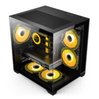 Carcasa Pro Gaming Ambra Black, Cube Tower, M-ATX, fara sursa, 5x ARGB FAN, Controller ARGB - imagine 5