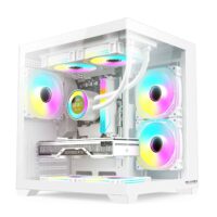 Carcasa Pro Gaming Ambra White, Cube Tower, M-ATX, fara sursa, 5x ARGB FAN, Controller ARGB