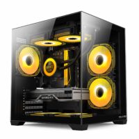 Carcasa Pro Gaming Ambra Black, Cube Tower, M-ATX, fara sursa, 5x ARGB FAN, Controller ARGB