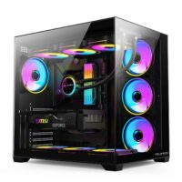 Carcasa Pro Gaming ELITE Black, Cube Tower, ATX, fara sursa, 7x ARGB FAN, Controller ARGB