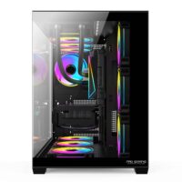 Carcasa Pro Gaming ELITE Black, Cube Tower, ATX, fara sursa, 7x ARGB FAN, Controller ARGB - imagine 3