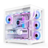 Carcasa Pro Gaming ELITE White, Cube Tower, ATX, fara sursa, 7x ARGB FAN, Controller ARGB