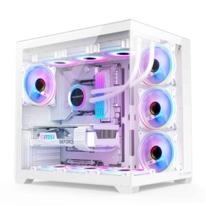 Carcasa Pro Gaming ELITE White, Cube Tower, ATX, fara sursa, 7x ARGB FAN, Controller ARGB