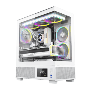 Carcasa Pro Gaming Kian White, Cube Tower, ATX, fara sursa, 6x ARGB FAN, Controller ARGB, Display temperatura GPU/CPU